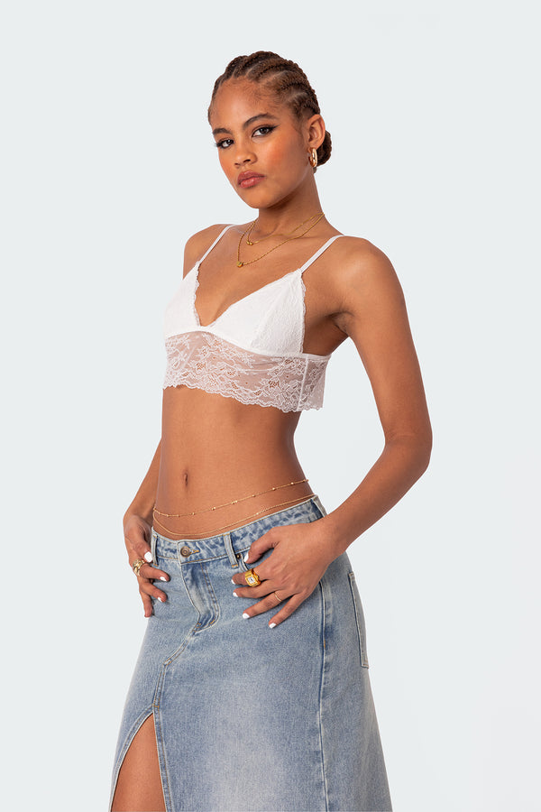 Edikted Greta Lace Bra Top White
