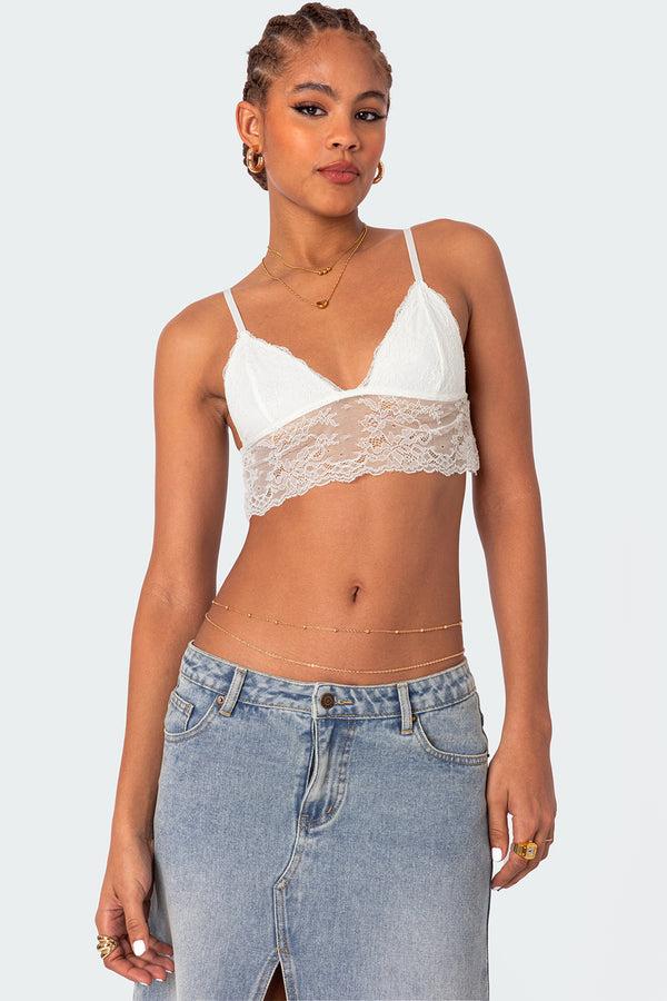 edikted Greta Lace Bra Top white