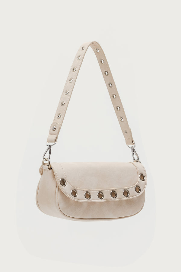 Edikted Grommet Faux Leather Bag White
