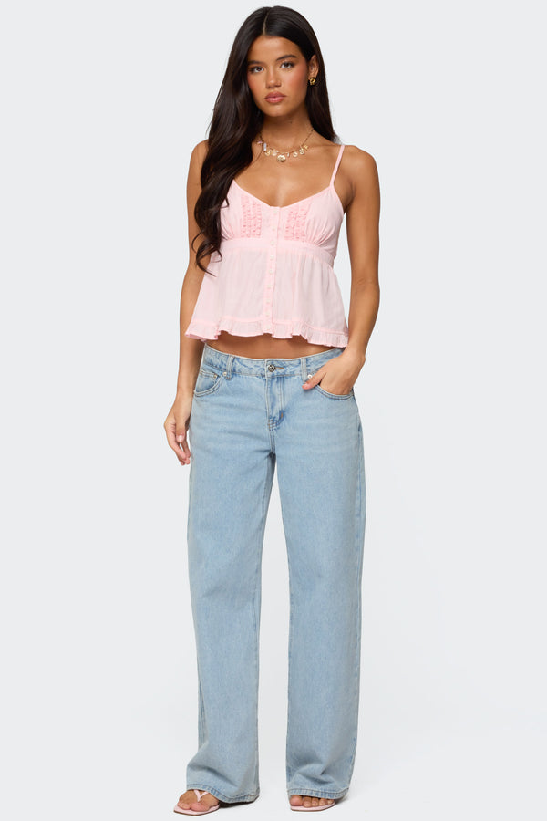 Edikted Halsey Ruffle Tank Top Light Pink