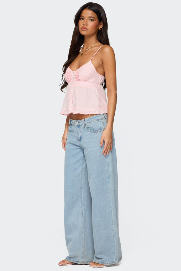Edikted Halsey Ruffle Tank Top Light Pink