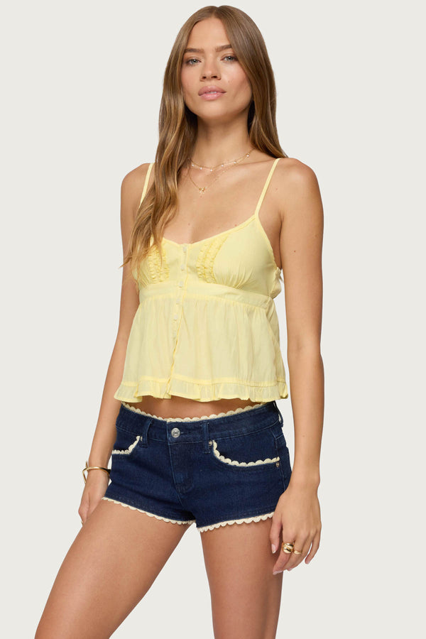 Edikted Halsey Ruffle Tank Top Yellow