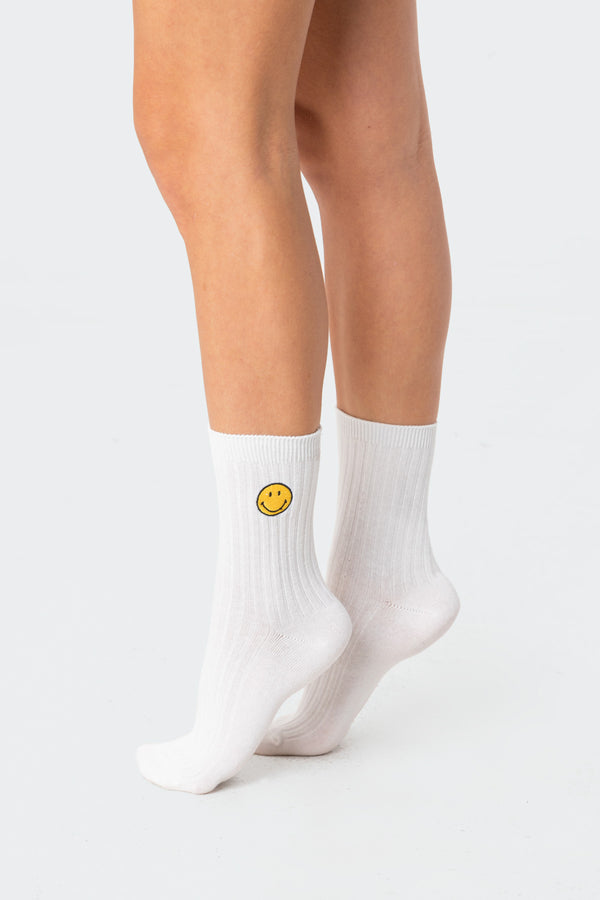Edikted Happy Go Lucky Socks White
