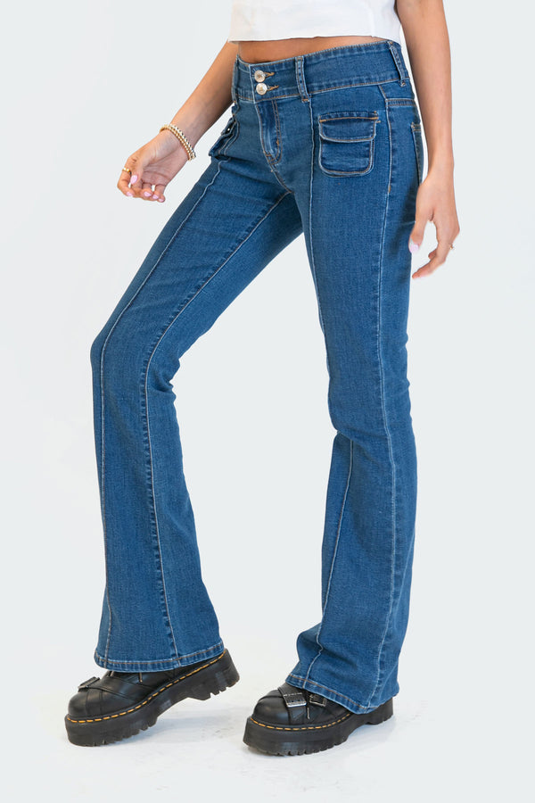 Edikted Harriot Low-Rise Jeans Blue