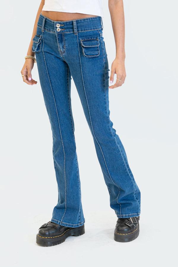 Edikted Harriot Low-Rise Jeans Blue