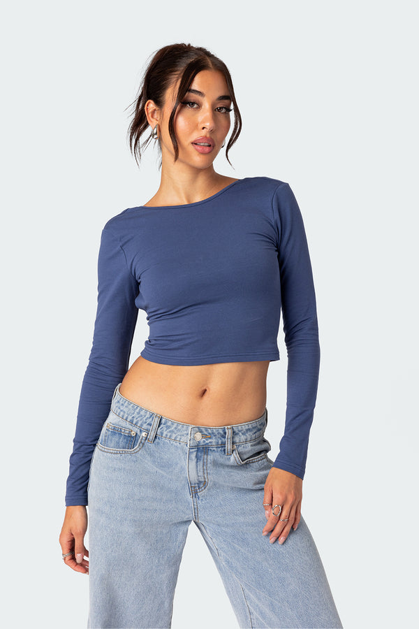 Edikted Haven Open Back Top Blue