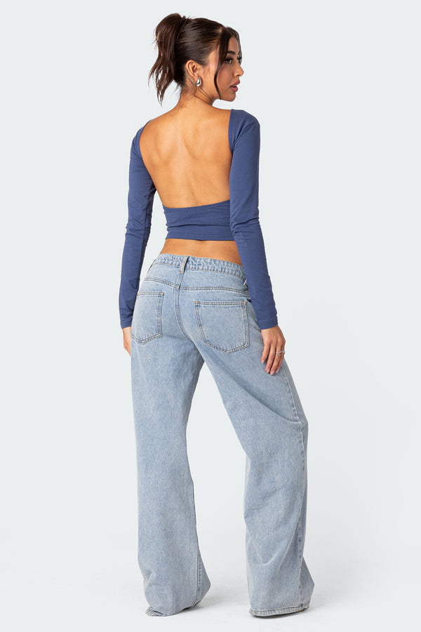 Edikted Haven Open Back Top Blue