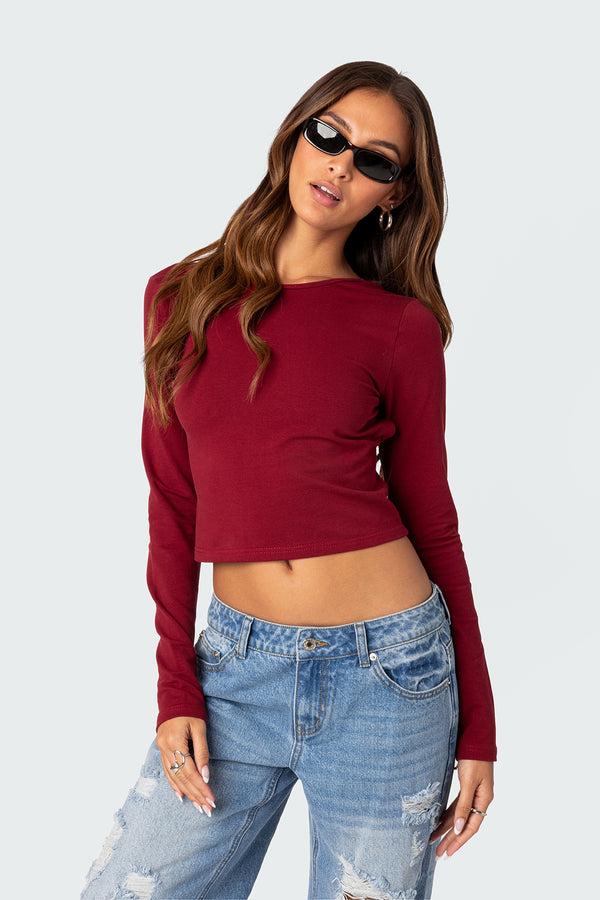 Edikted Haven Open Back Top Burgundy