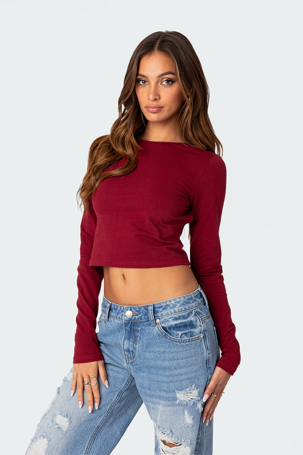 Edikted Haven Open Back Top Burgundy