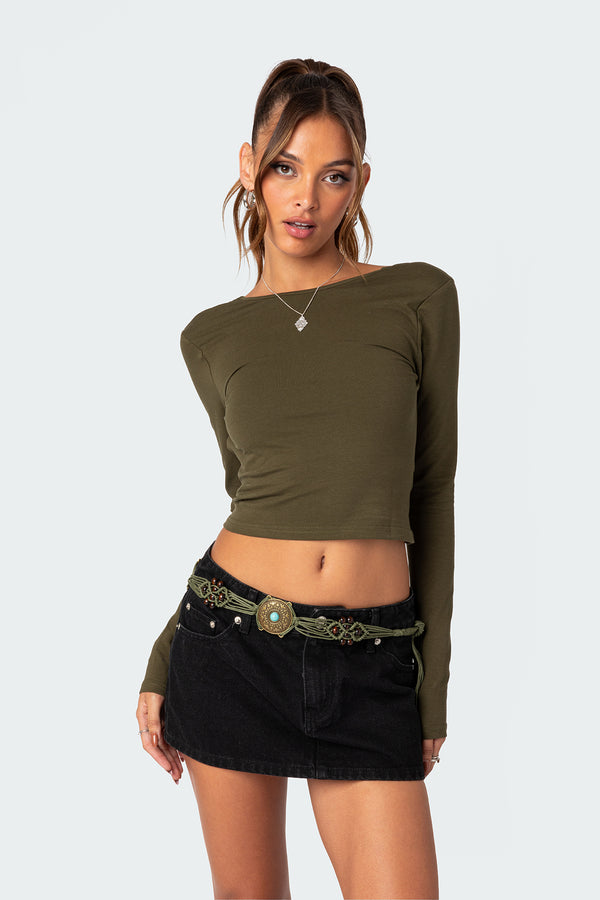 Edikted Haven Open Back Top Olive