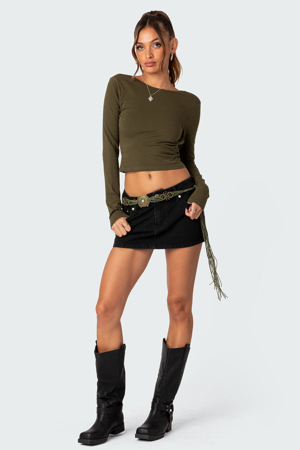 Edikted Haven Open Back Top Olive