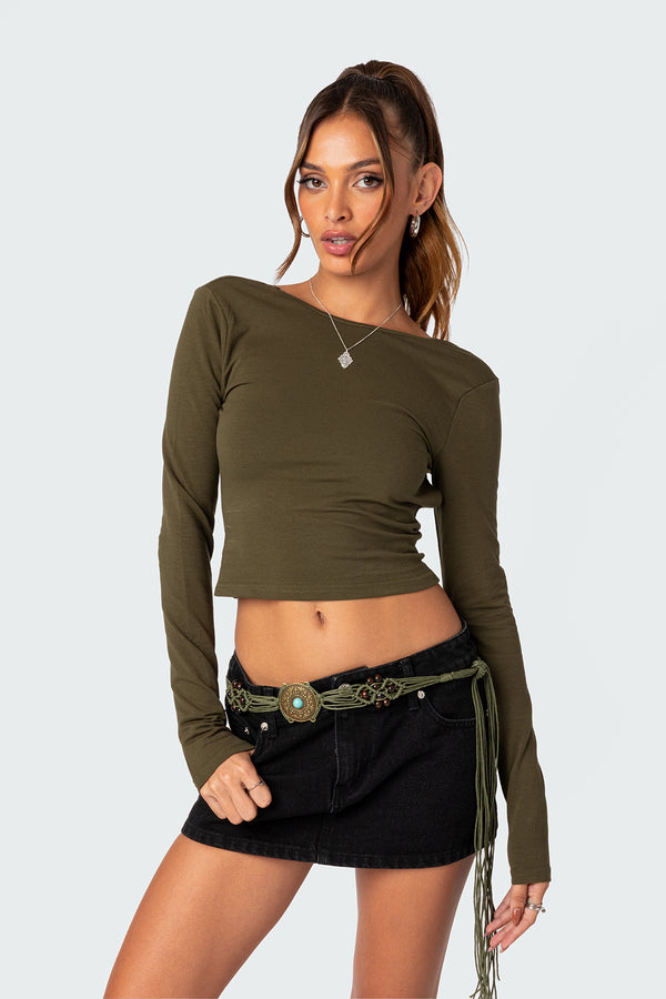 Edikted Haven Open Back Top Olive