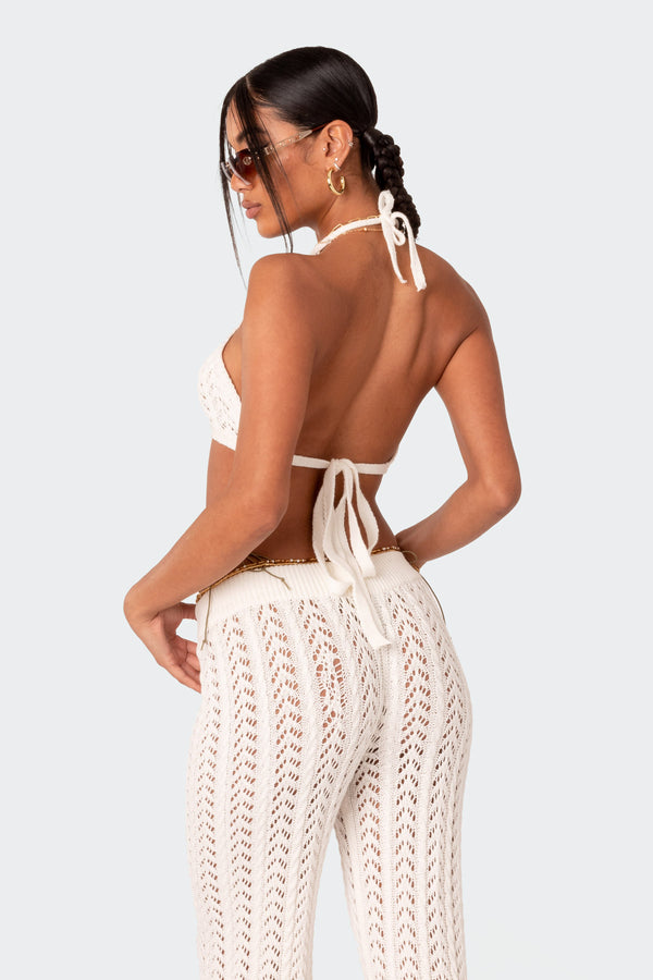 Edikted Hazel Crochet Bra Top White