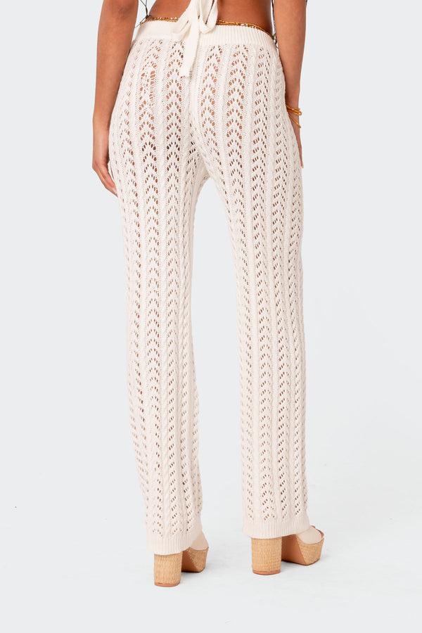 Edikted Hazel Crochet Pants White