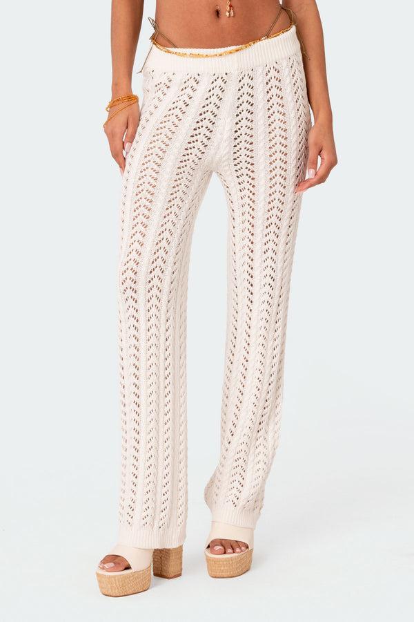 Edikted Hazel Crochet Pants White