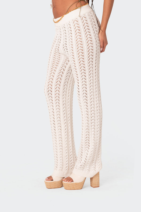 Edikted Hazel Crochet Pants White