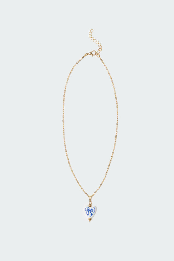 Edikted Heart Bow Necklace Gold