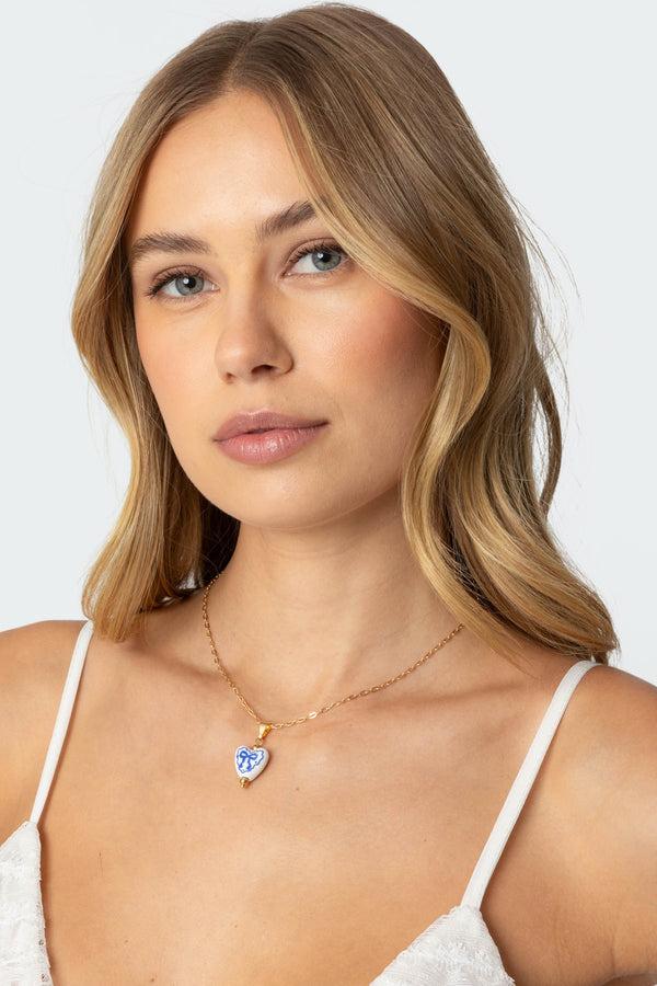 edikted Heart Bow Necklace gold
