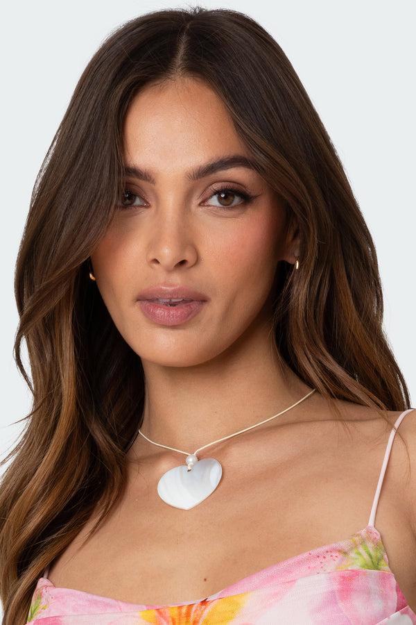 Edikted Heart Cord Necklace White