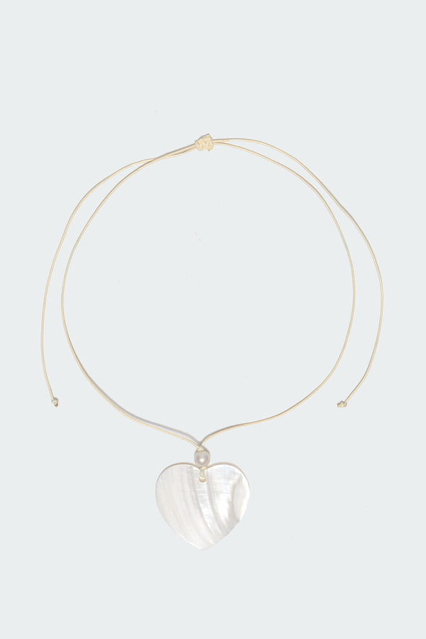 edikted Heart Cord Necklace white