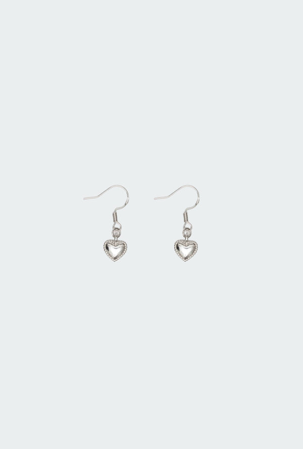 Edikted Heart Drop Earrings Silver