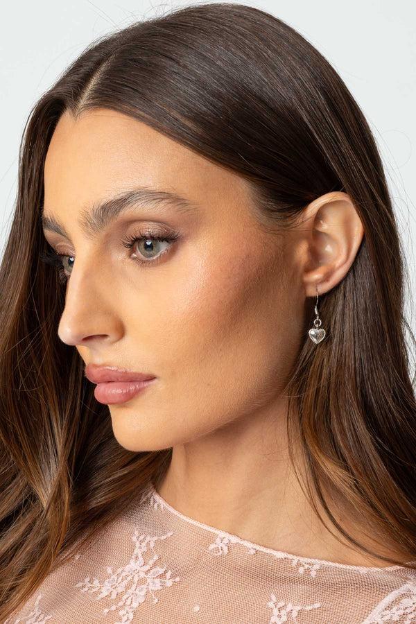 edikted Heart Drop Earrings silver