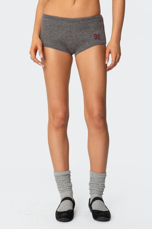 Edikted Heart Knit Micro Shorts Gray
