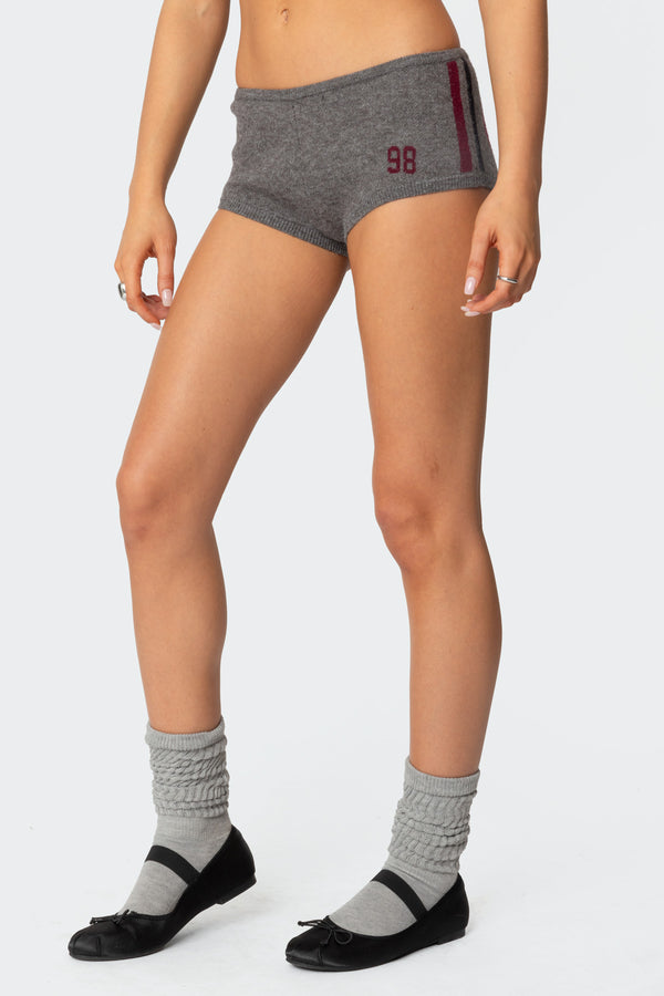 Edikted Heart Knit Micro Shorts Gray