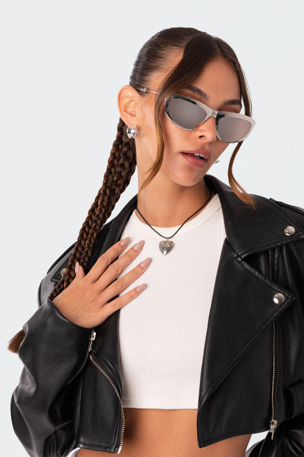 Edikted Heart Locket Cord Necklace Silver