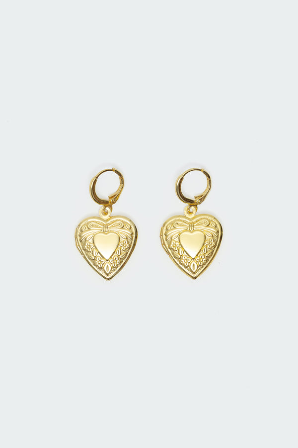 Edikted Heart Locket Earrings Gold