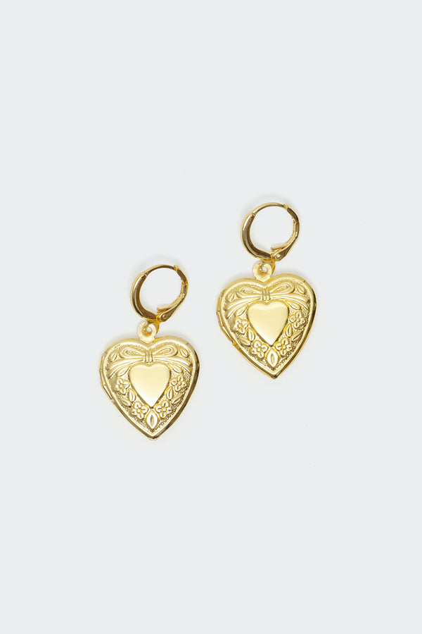 Edikted Heart Locket Earrings Gold