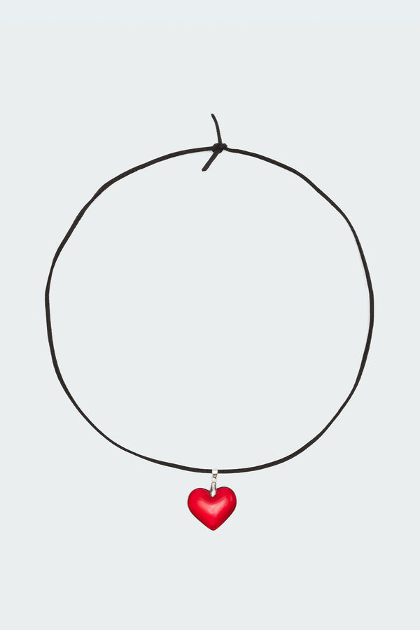 Edikted Heart Pendant Tie Choker Red
