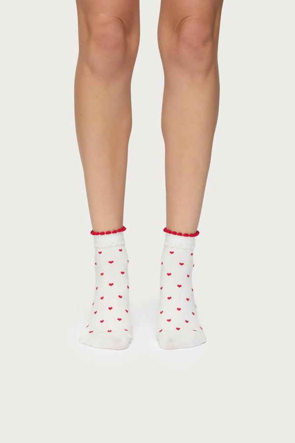 Edikted Heart Socks White