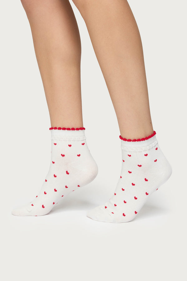 edikted Heart Socks white
