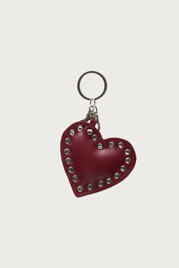Edikted Heart Studded Faux Leather Bag Charm Red