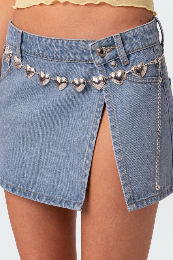 edikted Heartless Pendant Belt silver