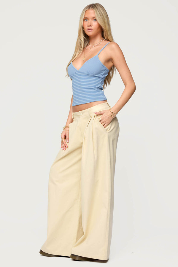 Edikted Hemsley Striped Ribbed Tank Top Blue