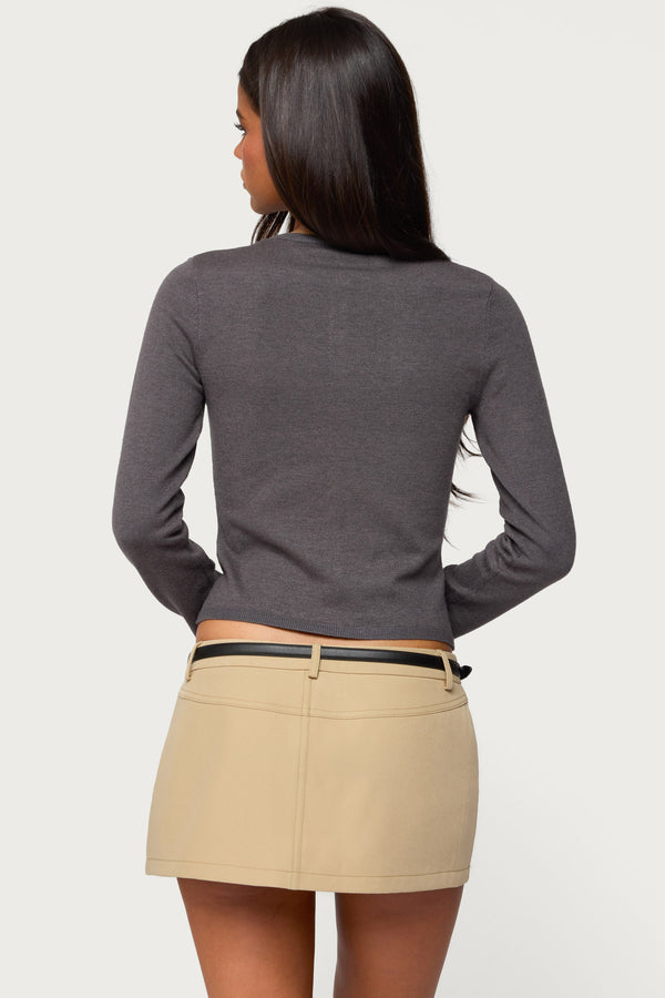 Edikted Hestia Button Up Knit Cardigan Dark Gray