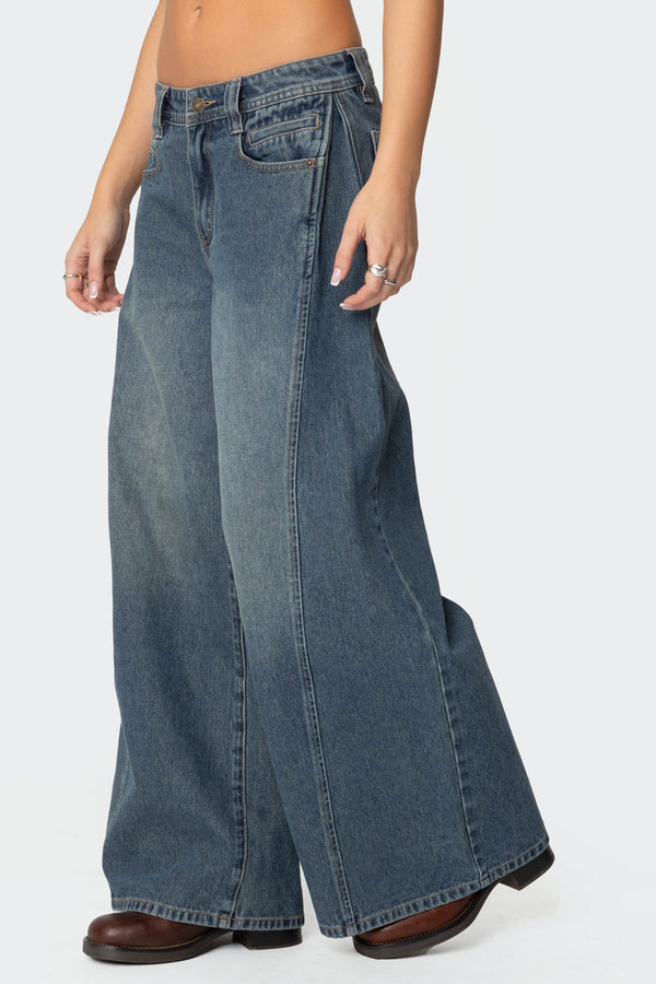 Edikted Hilla Side Split Baggy Jeans Blue