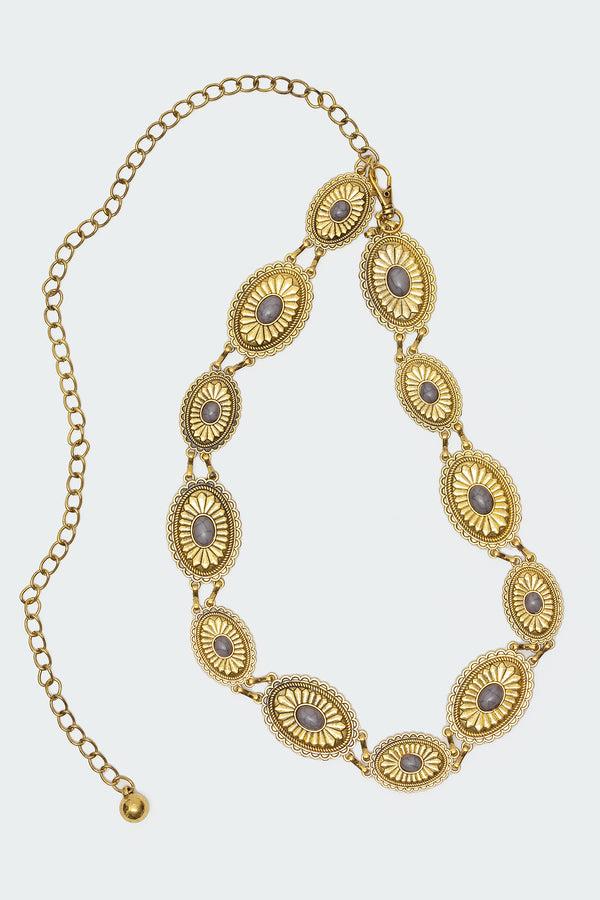 Edikted Hippey Stone Chain Belt Gold