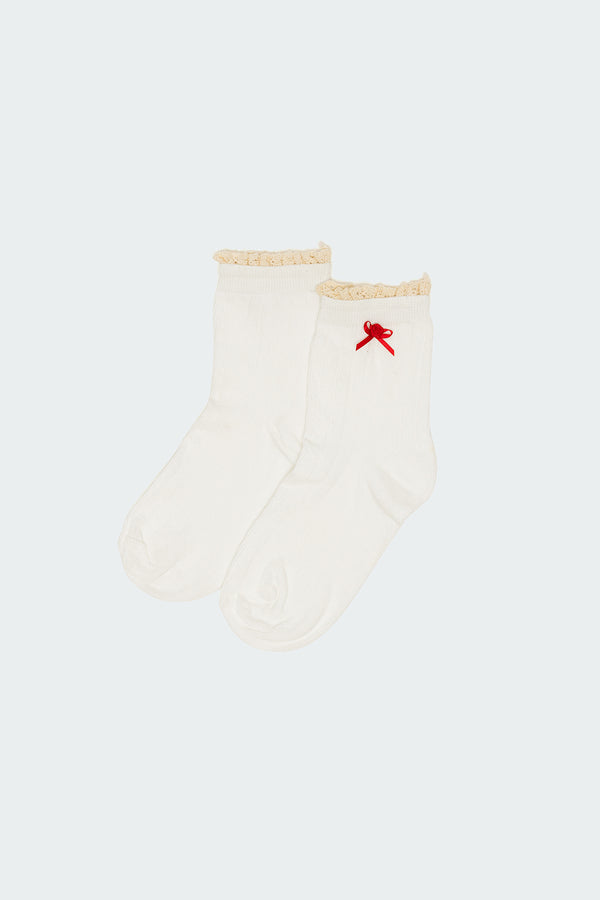 Edikted Holiday Ribbed Socks White