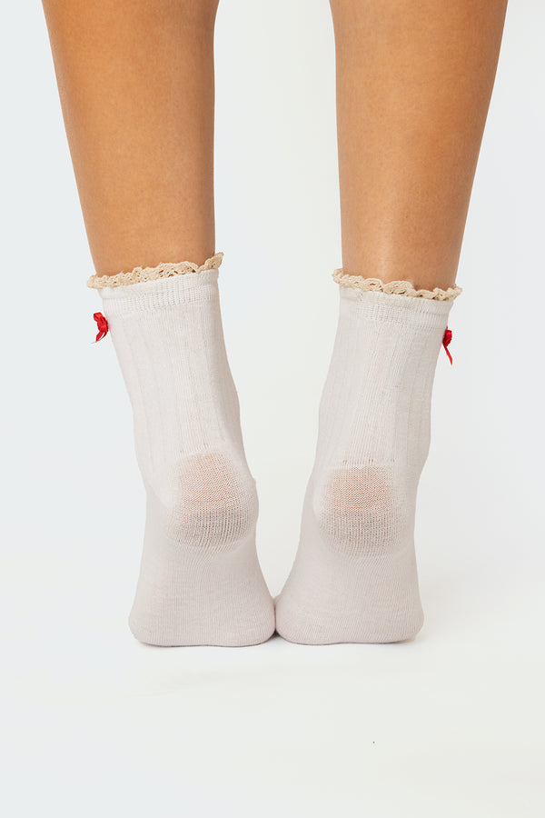 Edikted Holiday Ribbed Socks White