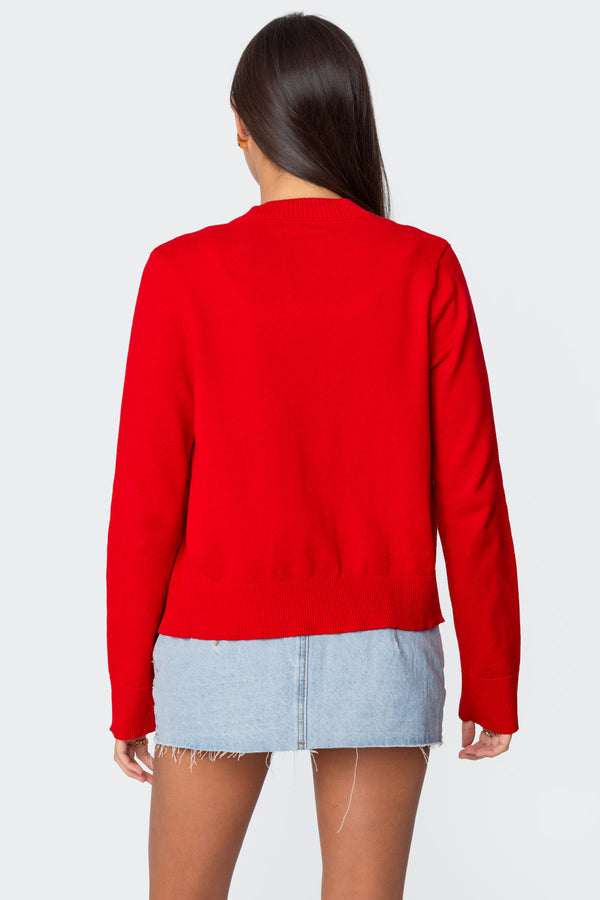 Edikted Hollie Button Up Cardigan Red
