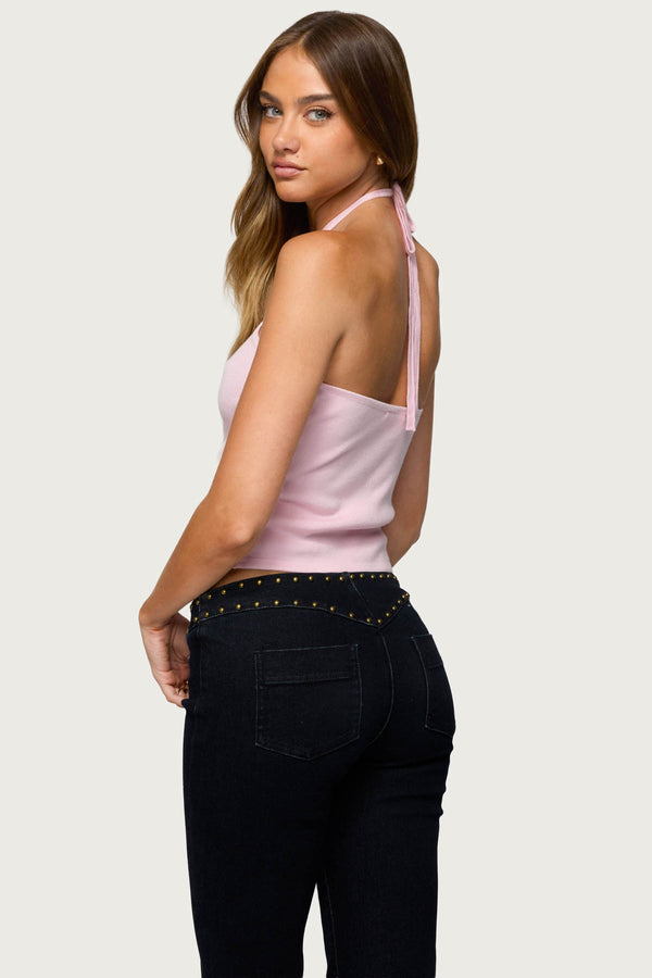 Edikted Hollis Knit Halter Top Light Pink