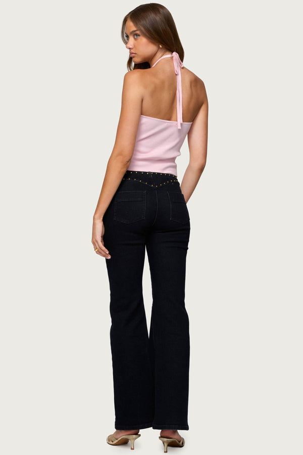 Edikted Hollis Knit Halter Top Light Pink