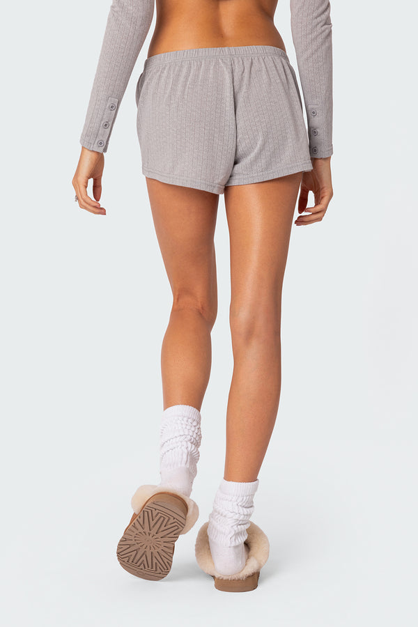 Edikted Homey Pointelle Shorts Gray