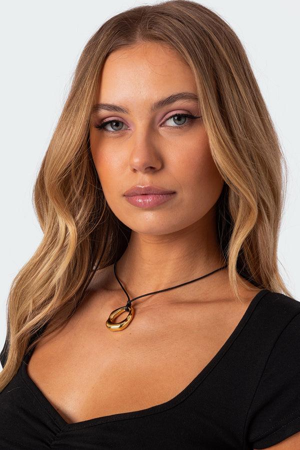 edikted Hoop Cord Necklace gold