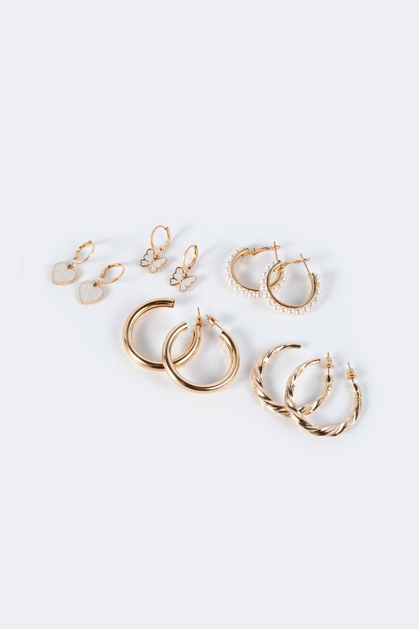 edikted Hoop Earring Pack gold