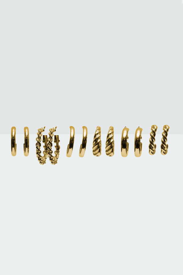 Edikted Hoop Earrings Pack Gold