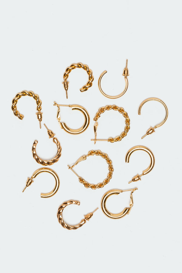 edikted Hoop Earrings Pack gold
